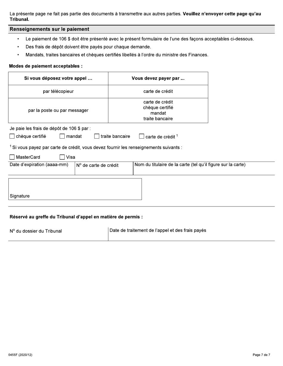 Forme 0455F Demande Dune Compagnie Dassurance En Vue Dobtenir Le Reglement Dun Differend Dans Le Domaine De Lassurance-Automobile En Vertu De La Loi Sur Les Assurances - Ontario, Canada (French), Page 7