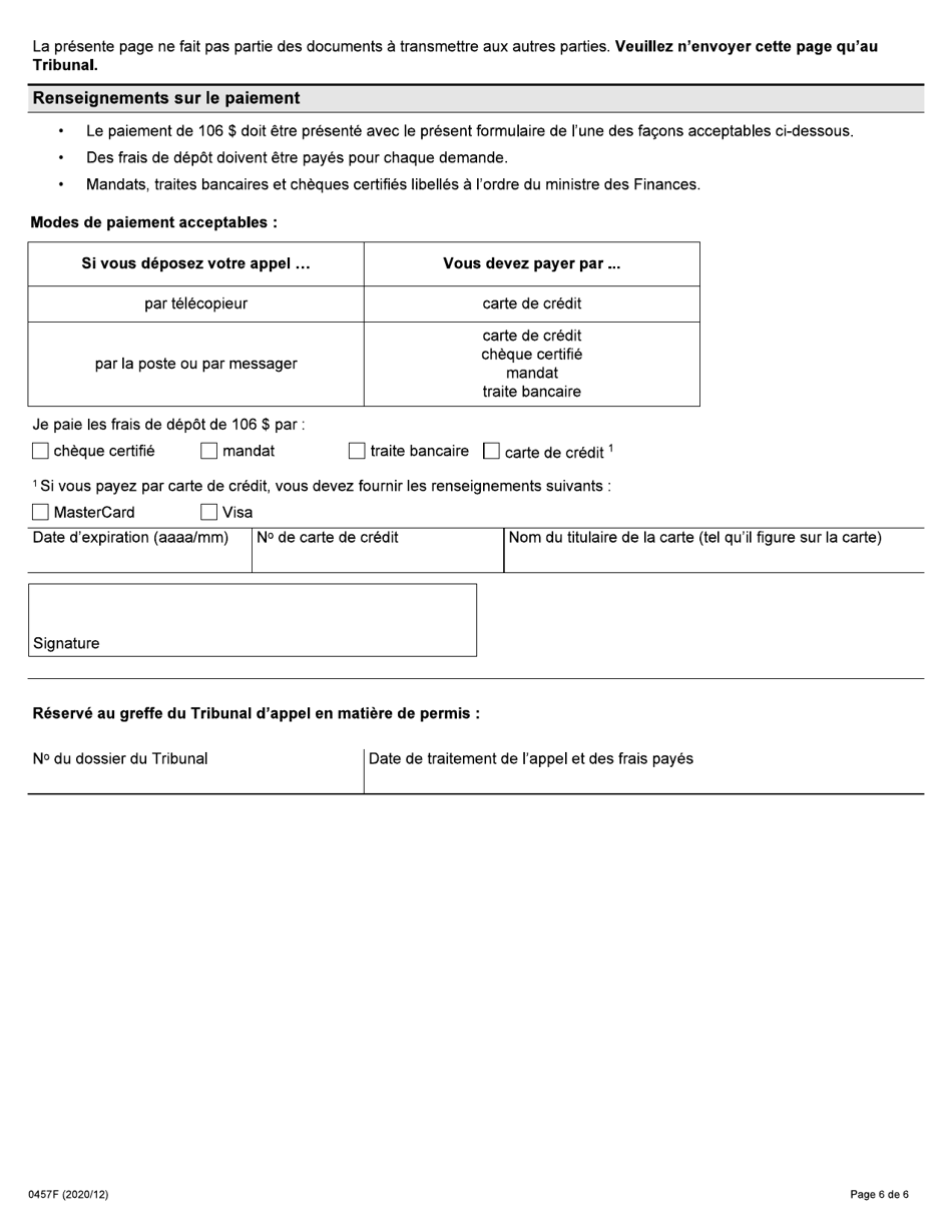 Forme 0457F Demande Dune Personne Blessee En Vue Dobtenir Le Reglement Dun Differend Dans Le Domaine De Lassurance-Automobile En Vertu De La Loi Sur Les Assurances - Ontario, Canada (French), Page 6