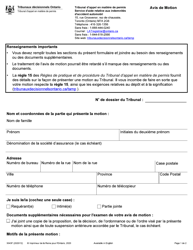 Forme 3043F Avis De Motion - Ontario, Canada (French)