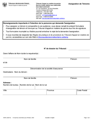 Document preview: Forme 3045F Assignation De Temoins - Ontario, Canada (French)
