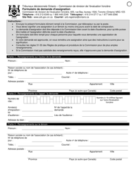 Document preview: Formulaire De Demande D'assignation - Ontario, Canada (French)