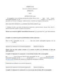 Forme 4D Affidavit - Ontario, Canada (French)