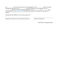 Forme 4D Affidavit - Ontario, Canada (French), Page 2