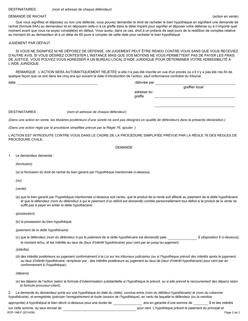 Forme 14B - Fill Out, Sign Online And Download Printable PDF, Ontario ...