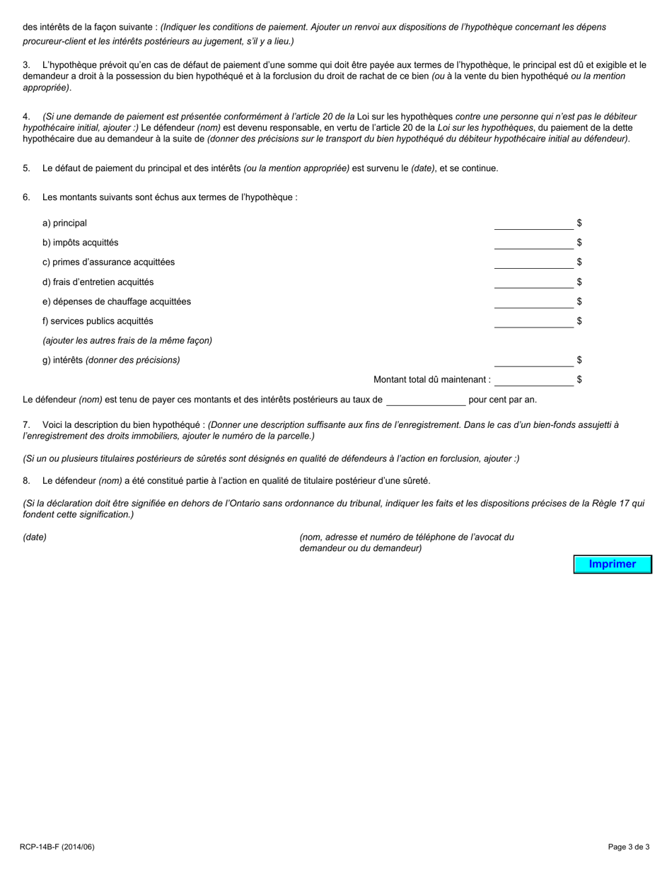 Forme 14B - Fill Out, Sign Online And Download Printable PDF, Ontario ...