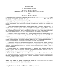 Document preview: Forme 30B Affidavit De Documents (Personne Morale Ou Societe En Nom Collectif) - Ontario, Canada (French)