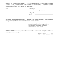 Forme 34B Assignation (Interrogatoire Hors La Presence Du Tribunal) - Ontario, Canada (French), Page 2