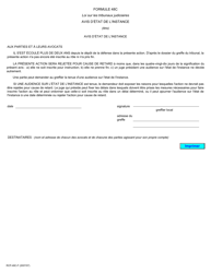 Document preview: Forme 48C Avis D'etat De L'instance - Ontario, Canada (French)
