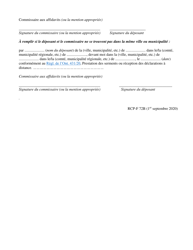 Forme 72B Affidavit (Motion En Vue Du Versement D&#039;une Somme D&#039;argent Consignee) - Ontario, Canada (French), Page 2