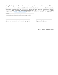 Forme 74.9 Affidavit Attestant L&#039;ecriture Et La Signature D&#039;un Testament Ou D&#039;un Codicille Olographe - Ontario, Canada (French), Page 2