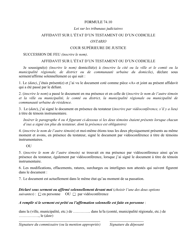 Document preview: Forme 74.10 Affidavit Sur L'etat D'un Testament Ou D'un Codicille - Ontario, Canada (French)