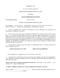 Document preview: Forme 74.16 Affidavit De Signification D'un Avis - Ontario, Canada (French)