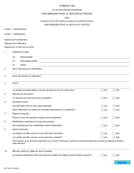 Document preview: Forme 76D Aide-Memoire Pour La Gestion Du Proces - Ontario, Canada (French)