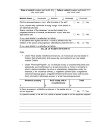 Form 74.4 Application for Certificate of Appointment of Estate Trustee With a Will (Individual Applicant) - Ontario, Canada, Page 2