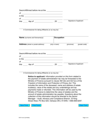 Form 74.4 Application for Certificate of Appointment of Estate Trustee With a Will (Individual Applicant) - Ontario, Canada, Page 4