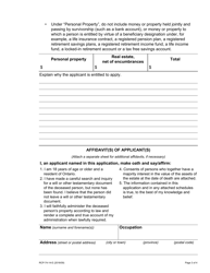 Form 74.14 Application for Certificate of Appointment of Estate Trustee Without a Will (Individual Applicant) - Ontario, Canada, Page 3