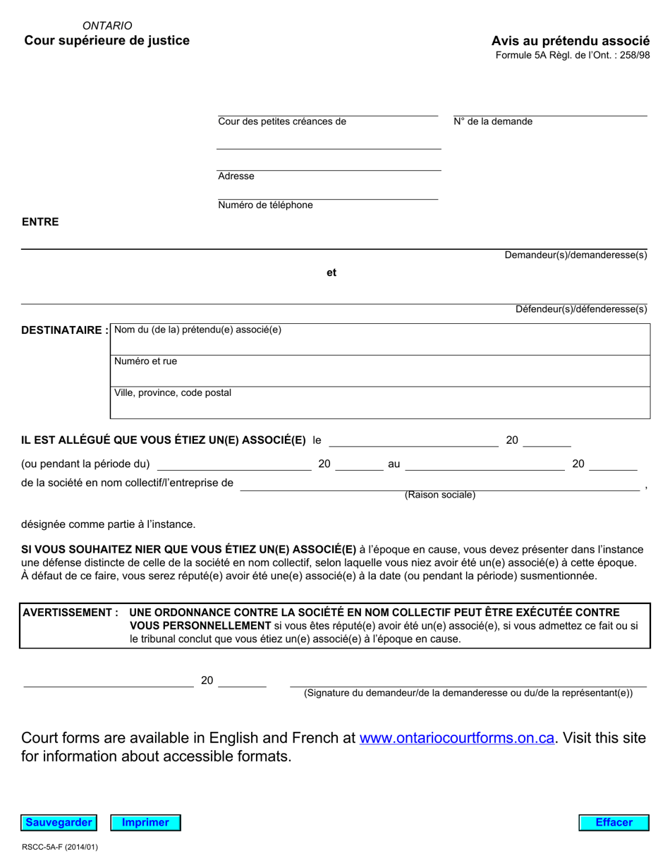 Form 5a Example Forme 5A - Fill Out, Sign Online and Download Fillable PDF, Ontario ...