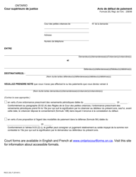 Document preview: Forme 20L Avis De Defaut De Paiement - Ontario, Canada (French)