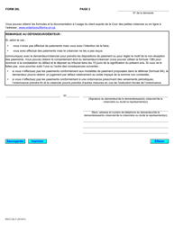 Forme 20L Avis De Defaut De Paiement - Ontario, Canada (French), Page 2