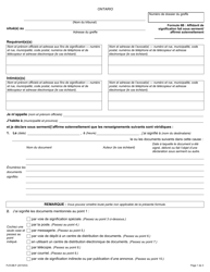 Forme 6B &quot;Affidavit De Signification Fait Sous Serment/ Affirme Solennellement&quot; - Ontario, Canada (French)