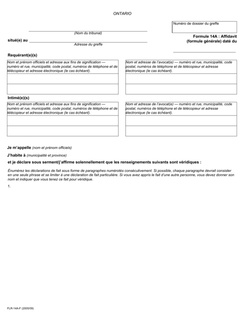 Forme 14A Affidavit (Formule Generale) - Ontario, Canada (French)