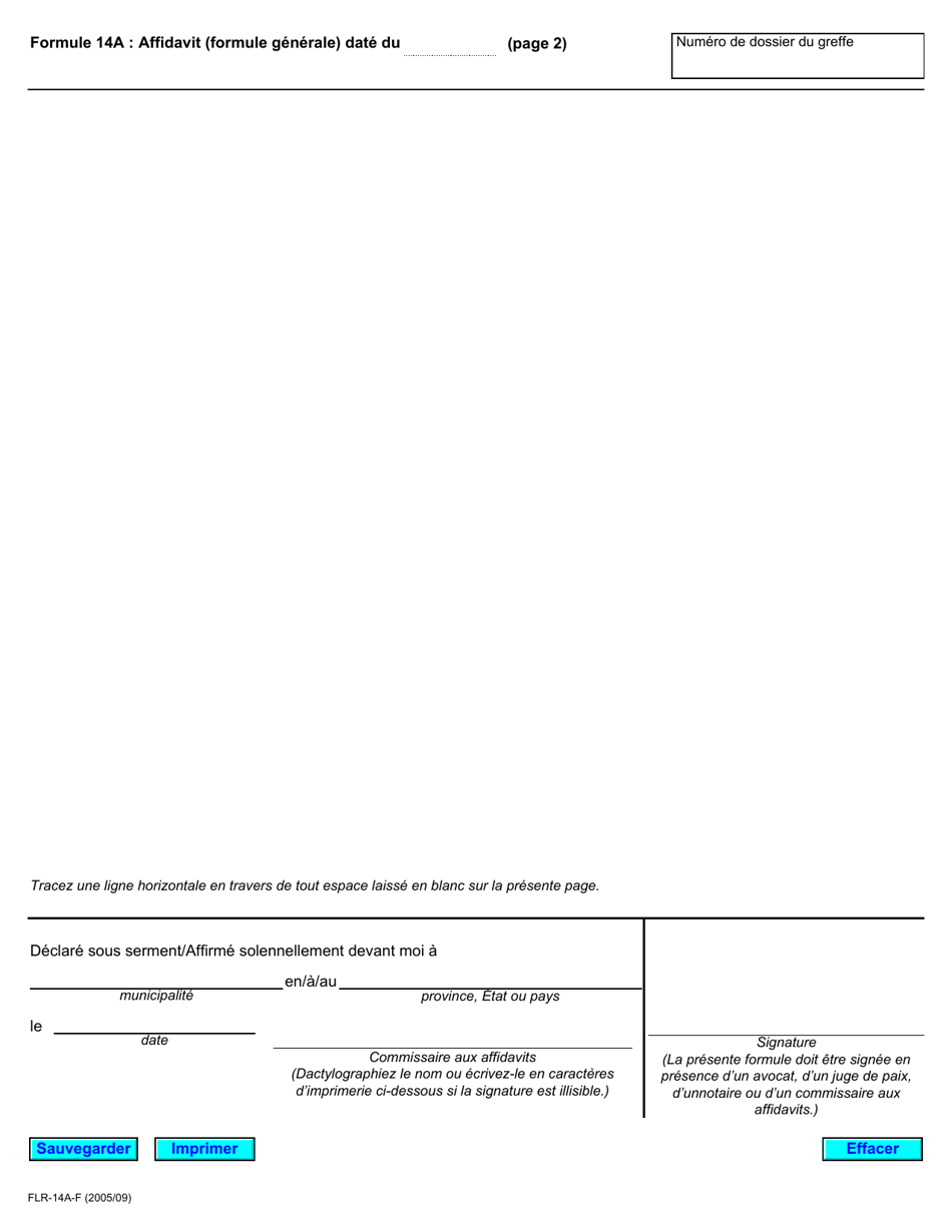 Forme 14A Affidavit (Formule Generale) - Ontario, Canada (French), Page 2