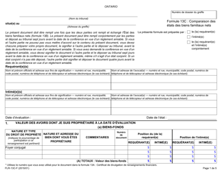 Document preview: Forme 13C Comparaison DES Etats DES Biens Familiaux Nets - Ontario, Canada (French)