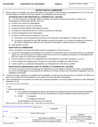 Forme 20A Autorisation Du Commissaire - Ontario, Canada (French), Page 2