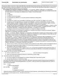 Forme 20A Autorisation Du Commissaire - Ontario, Canada (French), Page 3