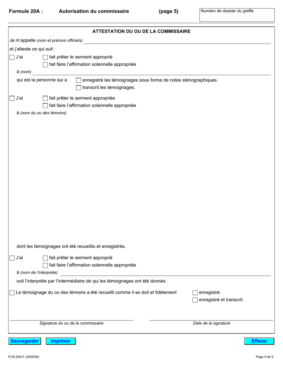 Forme 20A Autorisation Du Commissaire - Ontario, Canada (French), Page 5