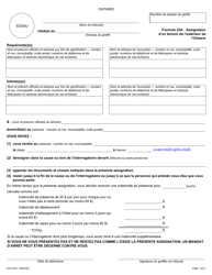 Forme 23A Assignation D&#039;un Temoin De L&#039;exterieur De L&#039;ontario - Ontario, Canada (French)