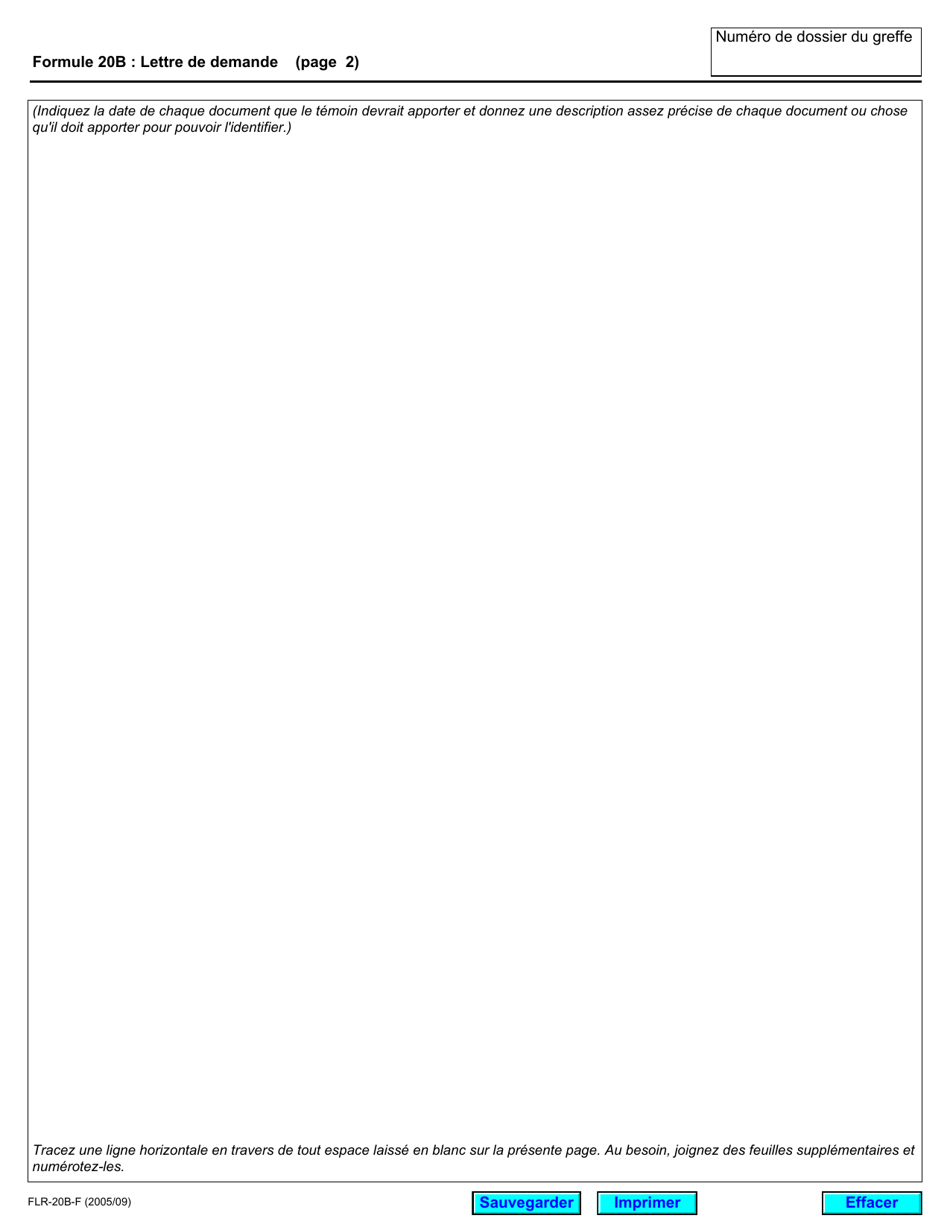 Forme 20B Lettre De Demande - Ontario, Canada (French), Page 2