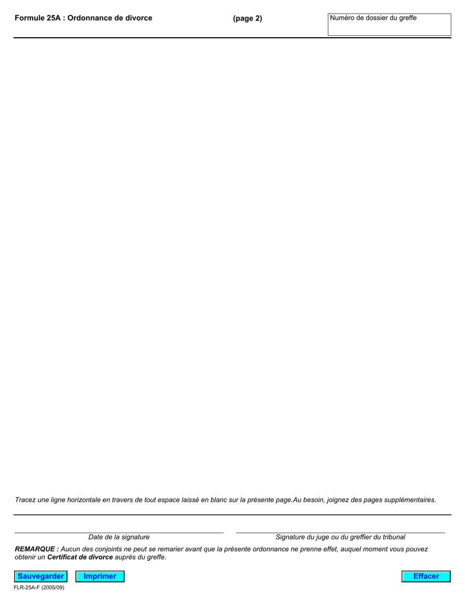 Forme 25A Ordonnance De Divorce - Ontario, Canada (French), Page 2