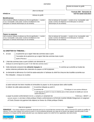 Document preview: Forme 28A Demande De Bref De Saisie-Execution - Ontario, Canada (French)