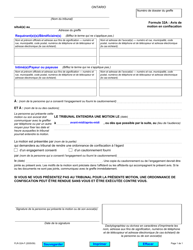 Document preview: Forme 32A Avis De Motion En Confiscation - Ontario, Canada (French)