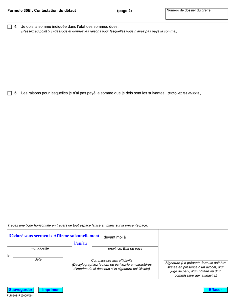Forme 30B Contestation Du Defaut - Ontario, Canada (French), Page 2