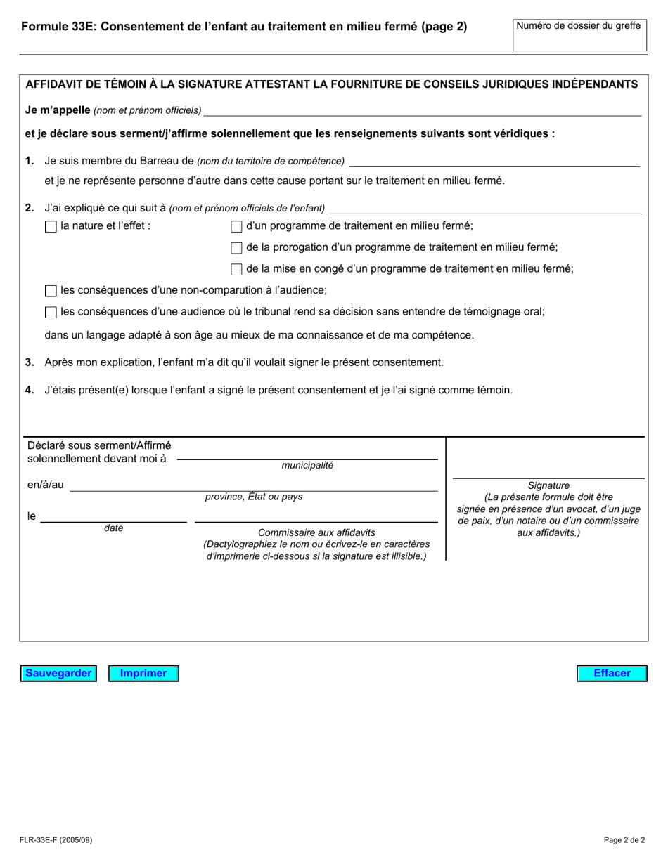 Forme 33E Consentement De Lenfant Au Traitement En Milieu Ferme - Ontario, Canada (French), Page 2