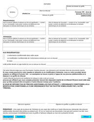 Document preview: Forme 37E Avis De Demande De Preuves Additionnelles - Ontario, Canada (French)