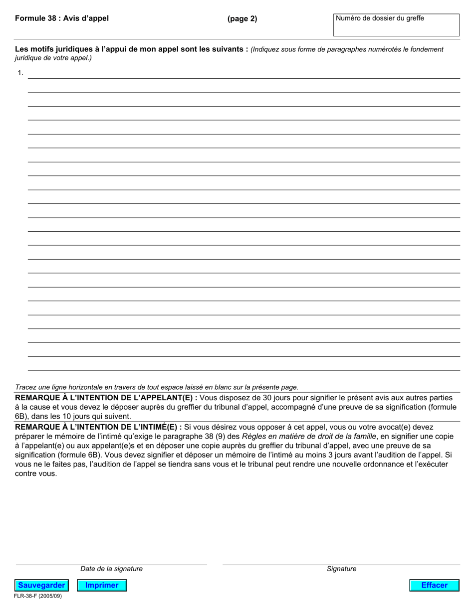 Forme 38 Avis Dappel - Ontario, Canada (French), Page 2