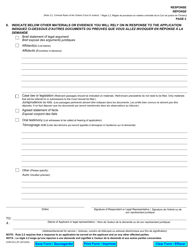 Form COR-OCJ-2 (2) Response - Ontario, Canada (English/French), Page 2