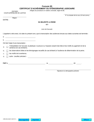 Document preview: Forme 2D Certificat D'achevement Du Stenographe Judiciaire - Ontario, Canada (French)