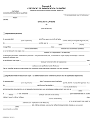 Document preview: Forme 8 Certificat De Signification Du Sherif - Ontario, Canada (French)