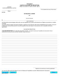 Document preview: Forme 6 Carte D'accuse De Reception - Ontario, Canada (French)