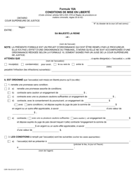 Forme 10A Conditions De Mise En Liberte - Ontario, Canada (French)