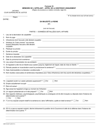 Document preview: Forme 19 Memoire D'appelant - Appel De La Sentence Uniquement - Ontario, Canada (French)