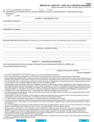 Forme 19 Memoire D&#039;appelant - Appel De La Sentence Uniquement - Ontario, Canada (French), Page 2