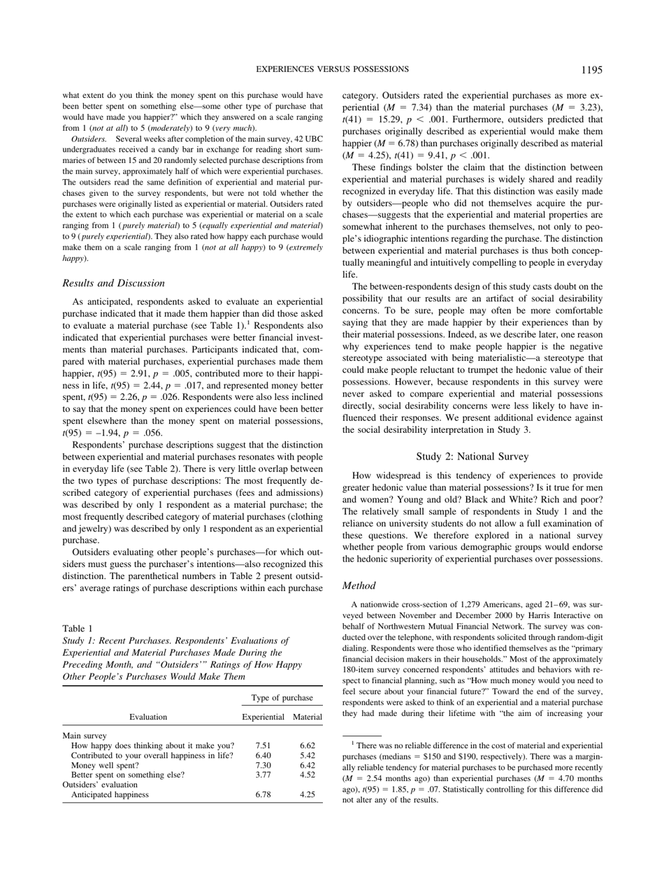 To Do or to Have? That Is the Question - Leaf Van Boven, Thomas Gilovich, Page 3