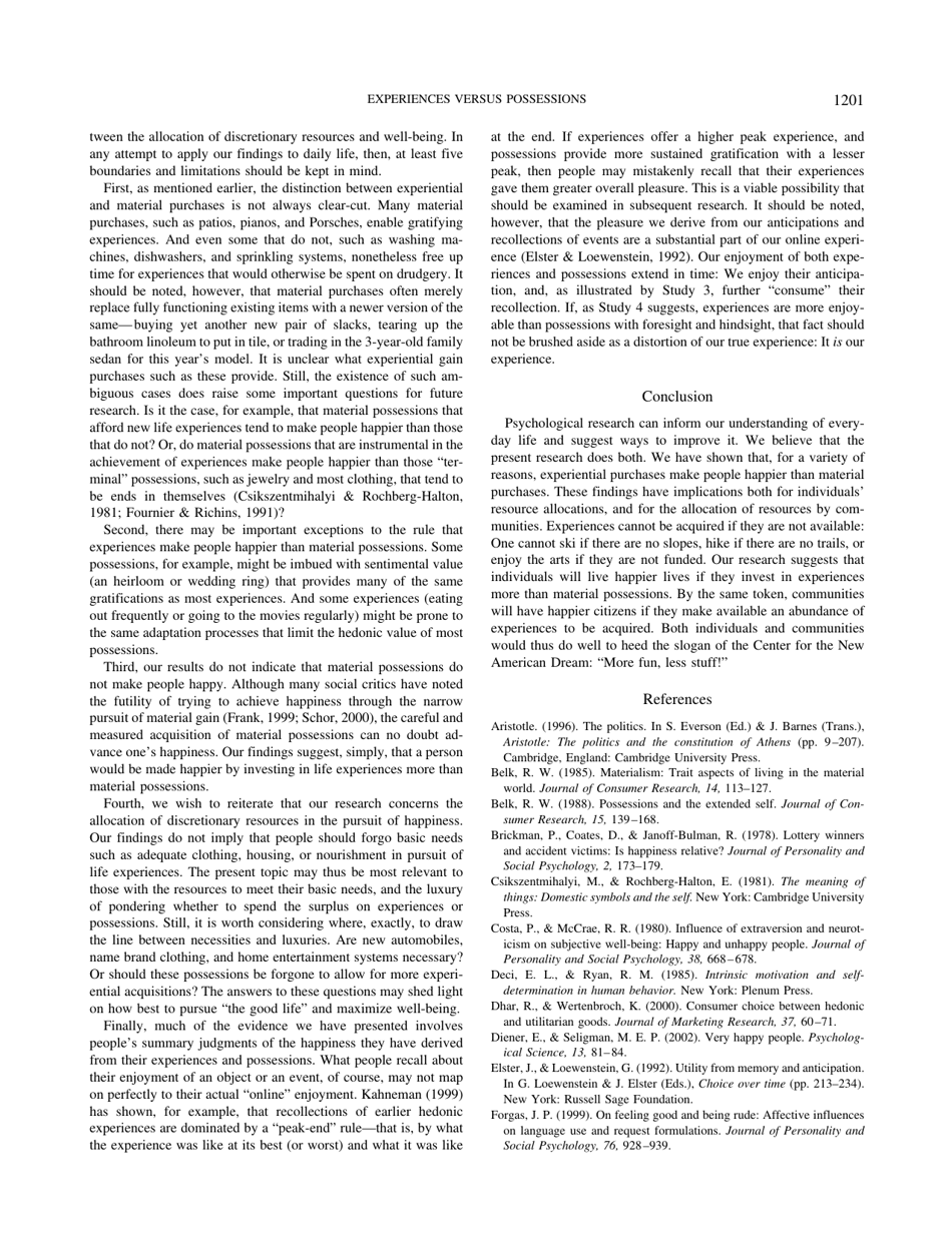 To Do or to Have? That Is the Question - Leaf Van Boven, Thomas Gilovich, Page 9