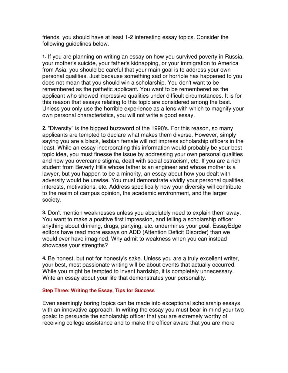 Scholarship Essay Guide, Page 5