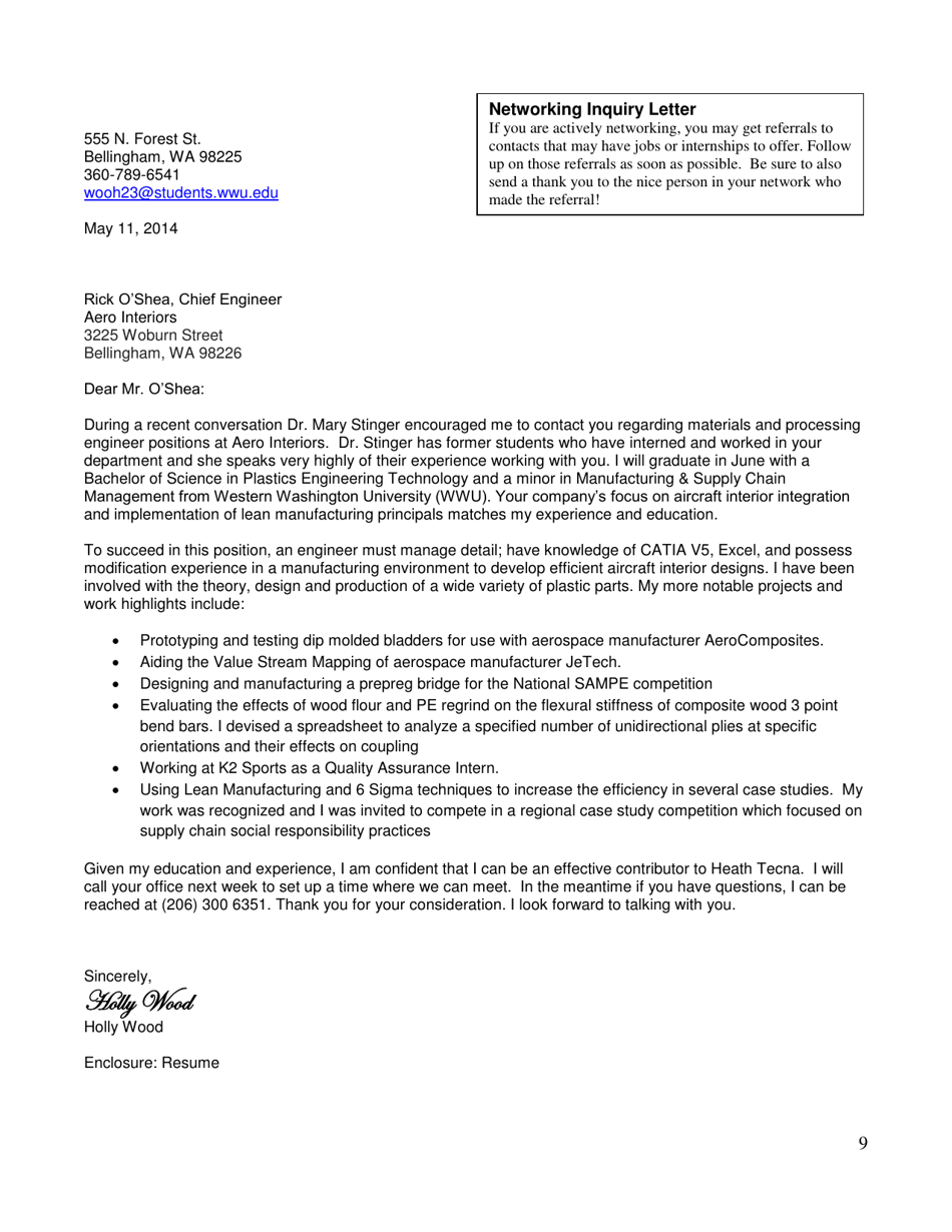 Guide to Cover Letters and Other Correspondence - Wwu Career Services Center, Page 10